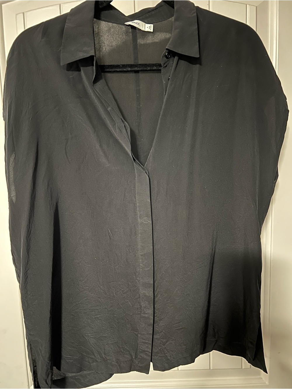 Vince lightweight black silk button-down blouse